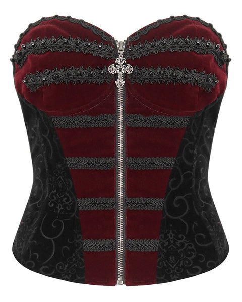 Eva Lady Womens Ornate Victorian Gothic Velvet Corset Top - Black & Re – Violent  Delights