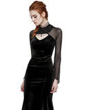 Punk Rave Womens Regency Gothic Velvet & Mesh Beaded Evening Dress