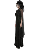 Punk Rave Womens Long Gothic Damask Flared Chiffon Sleeve Maxi Dress