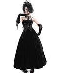 Eva Lady Womens Long Gothic Velvet Beaded Rose Ball Gown Wedding Dress - Black & Red