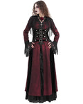 Devil Fashion Womens Long Gothic Fringed Hood Cloak Coat - Red & Black