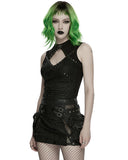Punk Rave Womens Apocalyptic Gothic Studded Shredded Fishnet Tank Top Vest