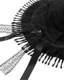 Dark In Love Womens Gothic Lace Feathered Rose Mourning Hat