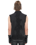 Devil Fashion Mens Wasteland Punk Destroyed Mesh Chained Sleeveless Vest Shirt