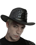 Punk Rave Unisex Distressed Faux Leather Strapping Fedora Hat