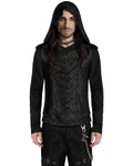 Punk Rave Mens Apocalyptic Punk Broken Knit Patchwork Hooded Top