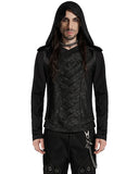 Punk Rave Mens Apocalyptic Punk Broken Knit Patchwork Hooded Top