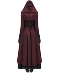 Devil Fashion Womens Long Gothic Fringed Hood Cloak Coat - Red & Black