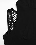 Punk Rave Daily Life Womens Gothic Wasteland Fishnet Contrast Hooded Vest Top