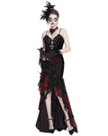 Eva Lady Womens Elegant Gothic Velvet & Lace Mermaid Evening Dress - Black & Red
