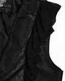 Punk Rave Mens Dark Gothic Aristocrat Embellished Lace Trim Waistcoat Vest