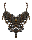 Punk Rave Womens Steampunk Butterfly Choker Necklace - Black & Brown