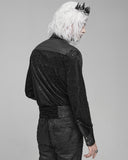 Devil Fashion Mens Baroque Gothic Flocked Velvet & Faux Leather Dress Shirt