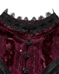 Punk Rave Daily Life Womens Long Gothic Crushed Velvet & Lace Bolero Cape - Red