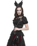 Devil Fashion Womens Gothic Crucifix Lace Applique Handbag - Red Velvet