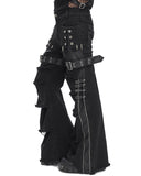 Devil Fashion Mens Dark Apocalyptic Punk Frayed Bullet Wide-Leg Pants