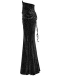 Punk Rave Daily Life Womens Long Gothic Velvet Applique Maxi Skirt - Black