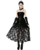 Dark In Love Womens Long Baroque Gothic Velvet & Lace Applique Evening Prom Dress