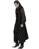 Punk Rave Mens Long Regency Gothic Flocked Velvet Damask Waistcoat Vest Black