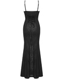 Punk Rave Womens Long Elegant Gothic Lace Inset Applique Maxi Dress