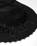 Punk Rave Womens Gothic Dragon Spine Chained Wide Brim Hat