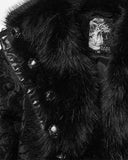 Punk Rave Womens Long Gothic Aristocrat Jacquard & Faux Fur Winter Coat
