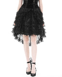 Dark In Love Womens Burlesque Gothic Layered Lace Hi-Low Skirt