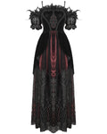 Eva Lady Dark Devore Gothic Velvet & Lace Wedding Dress - Black & Red