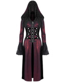 Devil Fashion Womens Long Gothic Fringed Hood Cloak Coat - Red & Black