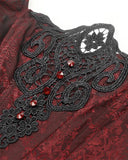 Dark In Love DarkRose Gothic Courtesan Jacquard Lace Train Dress - Red & Black