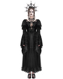 Eva Lady Womens Long Dark Gothic Velvet Lace Up Ball Gown Maxi Dress - Black