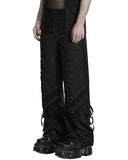 Punk Rave Mens Dark Gothic Cyberpunk Wide-Leg Strapping Pants