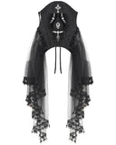 Eva Lady Womens Elegant Gothic Crucifix Embellished Corset With Fringed Mesh Train