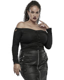 Punk Rave Plus Size Womens Twisted Metal Off Shoulder Top