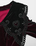 Punk Rave Womens Gothic Velvet Mini Dress With Oversize Embellished Collar - Red & Black Gradient