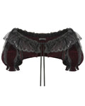 Dark In Love Womens Gothic Velvet & Lace Short Sleeve Bolero Shrug - Red & Black