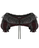 Dark In Love Womens Gothic Velvet & Lace Short Sleeve Bolero Shrug - Red & Black
