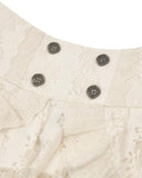 Dark In Love Womens Steampunk Lace High Low Skirt - Vintage Off-White