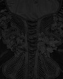 Punk Rave Womens Elegant Gothic Velvet & Mesh Lace Applique Blouse Top