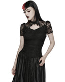 Punk Rave Womens Elegant Gothic Lace Overlayer Applique T-Shirt Top