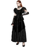 Punk Rave Womens Dark Regency Gothic Velvet Wedding Dress & Lace Opera Gloves