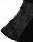 Eva Lady Arabella's Conflict Womens Beaded Gothic Blouse Top - Black Velvet & Lace