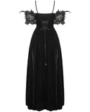 Eva Lady Dark Devore Gothic Velvet & Lace Wedding Dress - Black