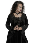 Punk Rave Plus Size Womens Velvet Gothic Lace Applique Dress