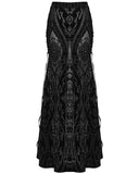 Punk Rave Womens Long Gothic Damask Flocked Mesh Fiashtail Maxi Skirt