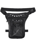 Punk Rave Unisex Cyberpunk Chained Skull Studded Hip Bag Waist Pack Belt