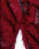 Punk Rave Womens Long Gothic Faux Fur Asymmetric Hooded Winter Cloak - Red