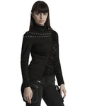 Punk Rave Daily Life Womens Asymmetric Apocalyptic Spliced Mesh Top