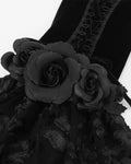 Devil Fashion Womens Long Gothic Velvet & Lace Rose Embellished Opera Gloves