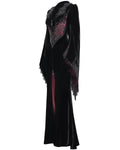 Eva Lady Womens Long Dark Baroque Gothic Velvet Gown Jacket - Black & Red